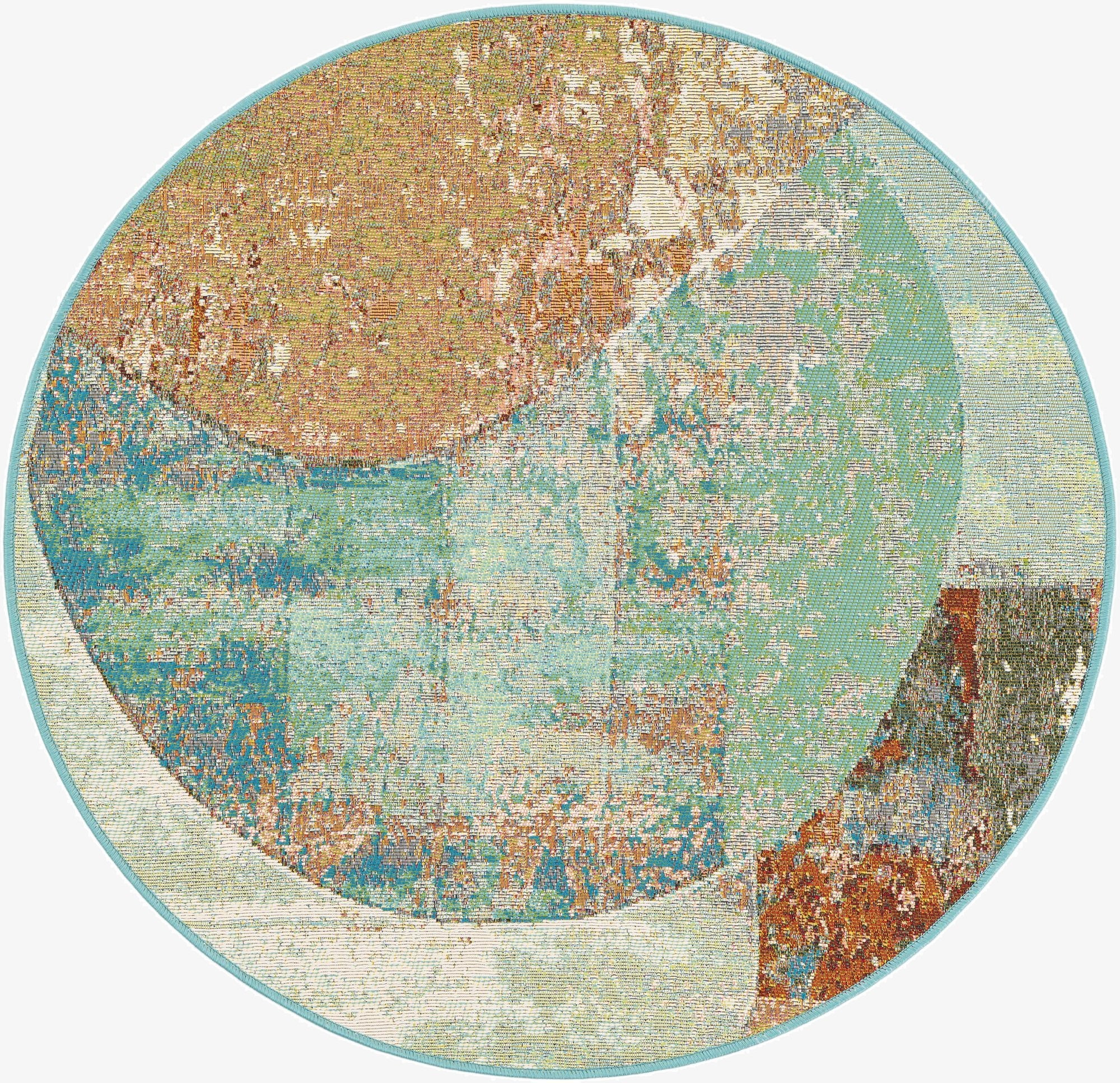  3' 3 x 3' 3  Washable Modern Indoor / Outdoor Round Rug