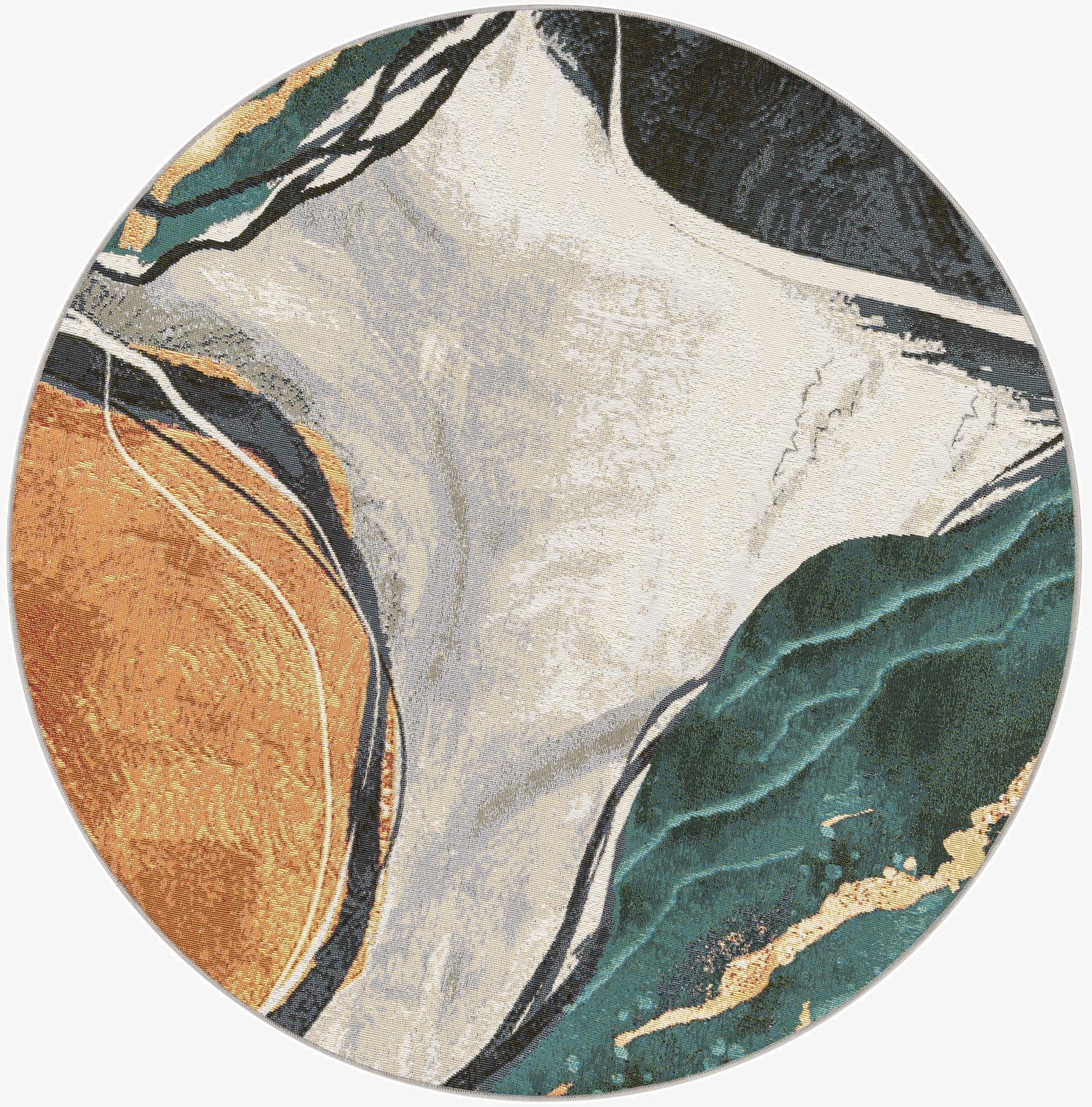  5' 3 x 5' 3  Washable Modern Indoor / Outdoor Round Rug