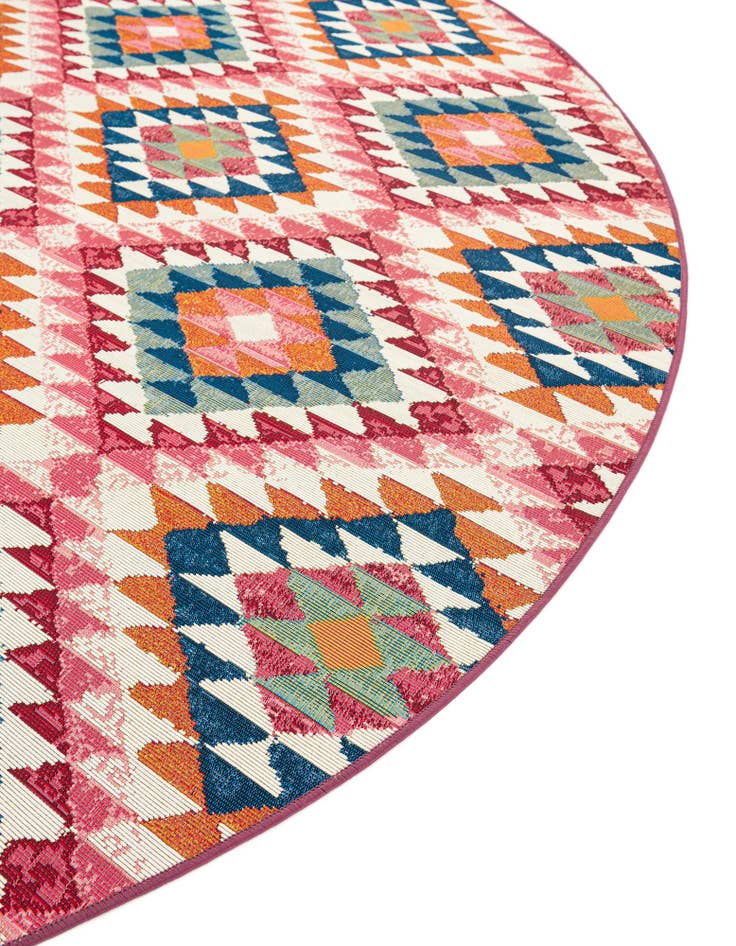 Detail image of  7' 10 x 7' 10  Washable Southwestern Indoor / Outdoor Round Rug