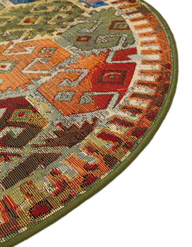 Detail image of  4' x 4'  Washable Southwestern Indoor / Outdoor Round Rug