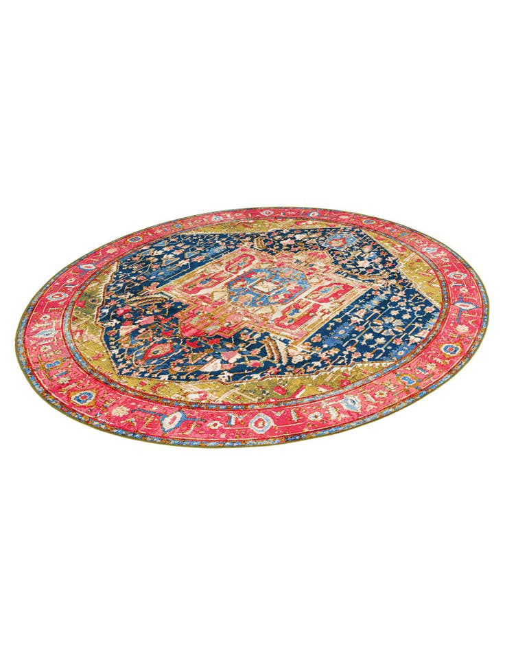 Detail image of  7' 10 x 7' 10  Washable Traditional Indoor / Outdoor Round Rug