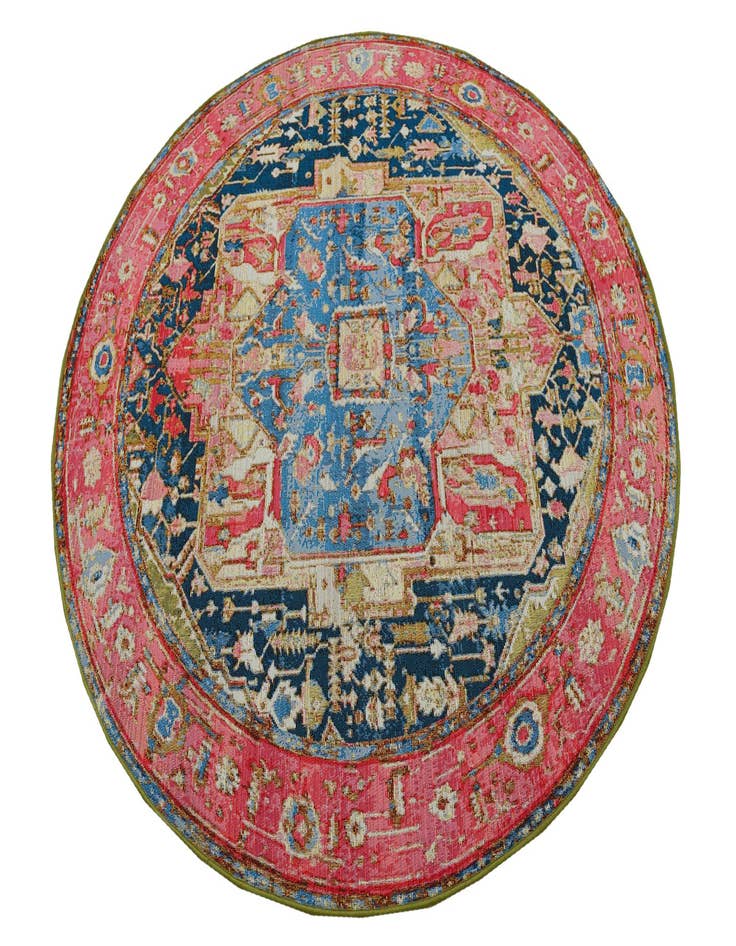 Detail image of  5' x 5'  Washable Traditional Indoor / Outdoor Round Rug
