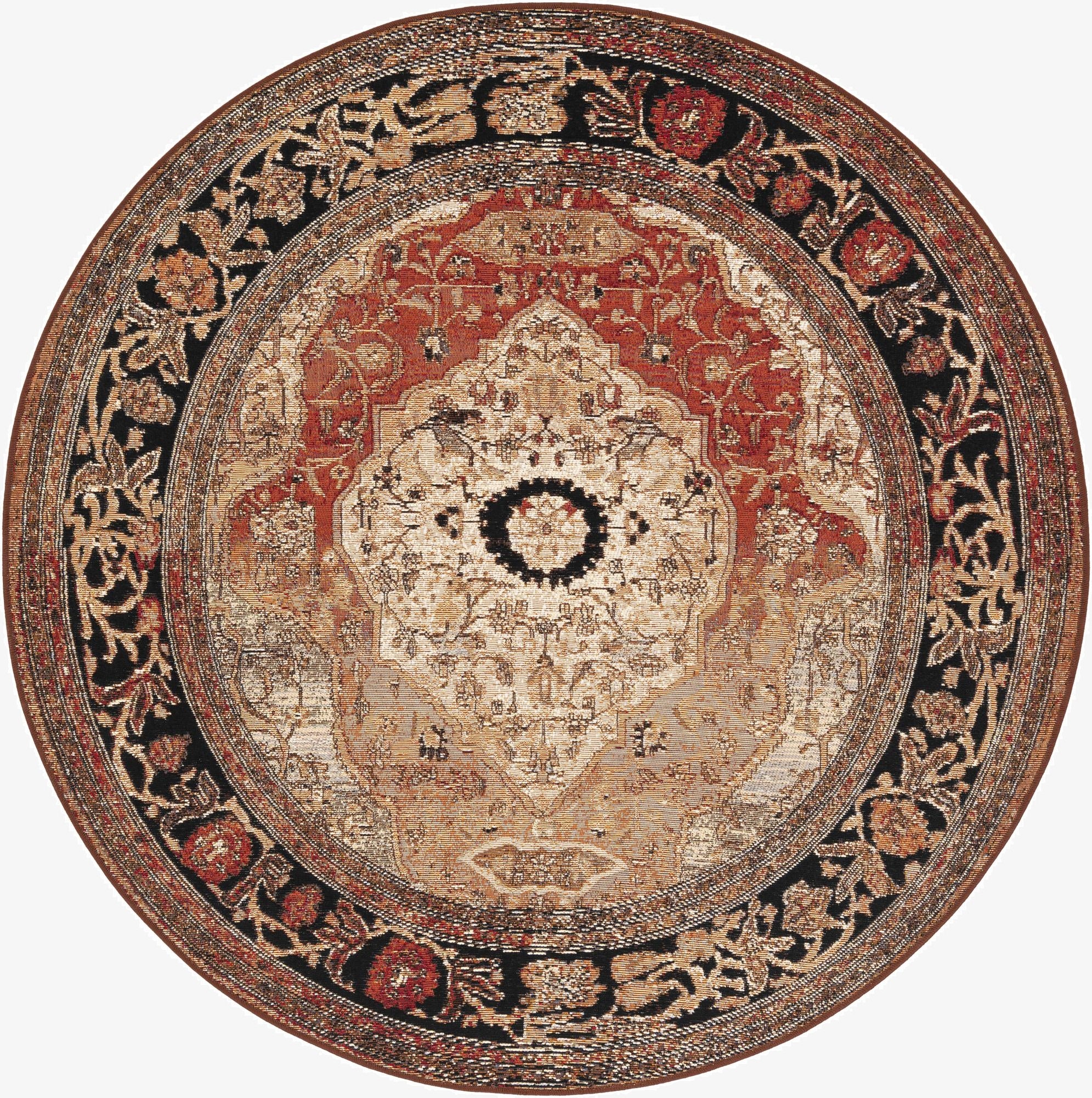  5' x 5'  Washable Traditional Indoor / Outdoor Round Rug