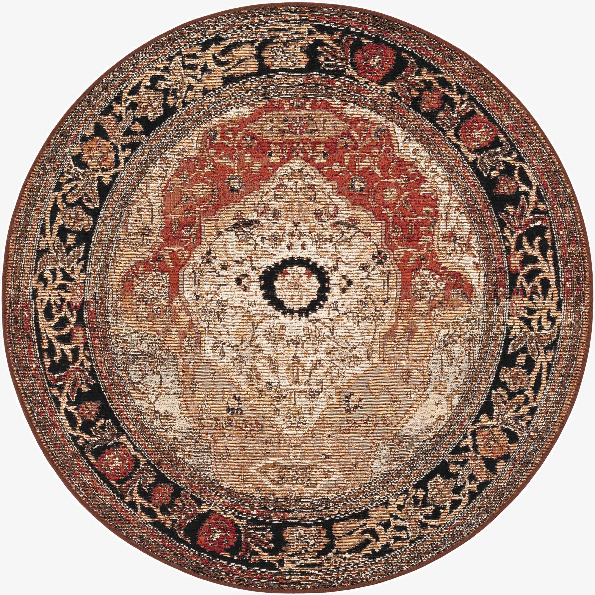  4' x 4'  Washable Traditional Indoor / Outdoor Round Rug