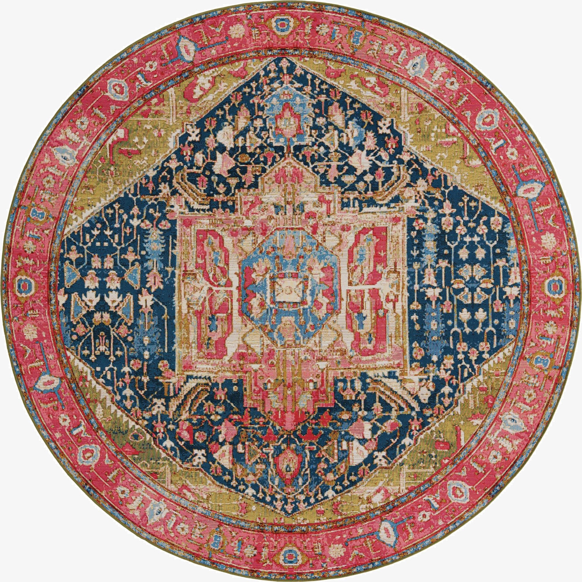  7' 10 x 7' 10  Washable Traditional Indoor / Outdoor Round Rug