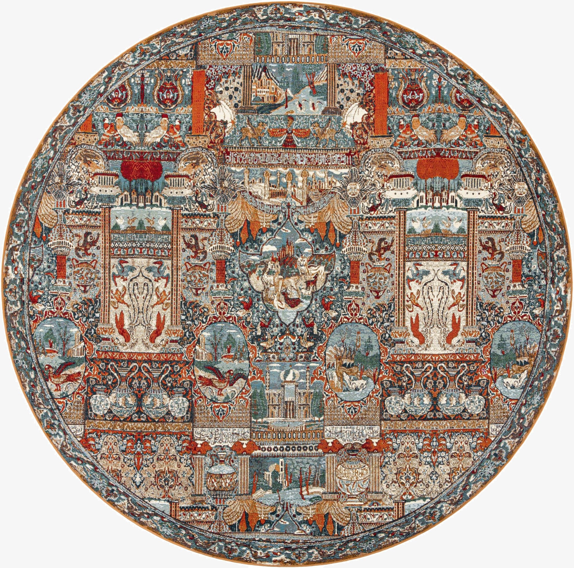  10' x 10'  Washable Traditional Indoor / Outdoor Round Rug