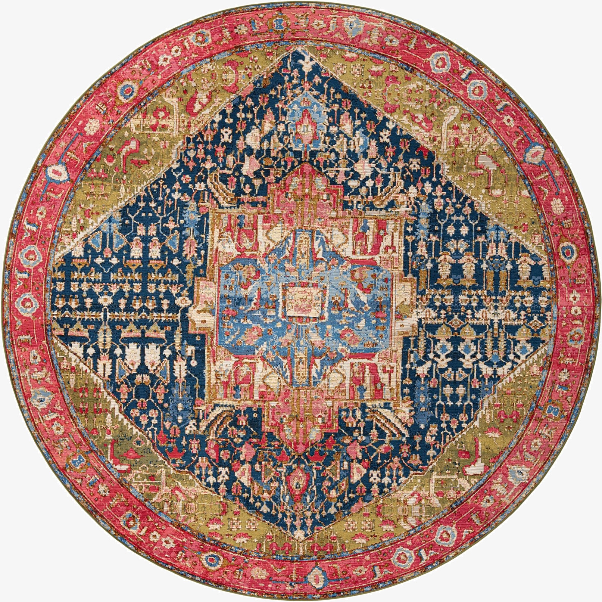  10' x 10'  Washable Traditional Indoor / Outdoor Round Rug