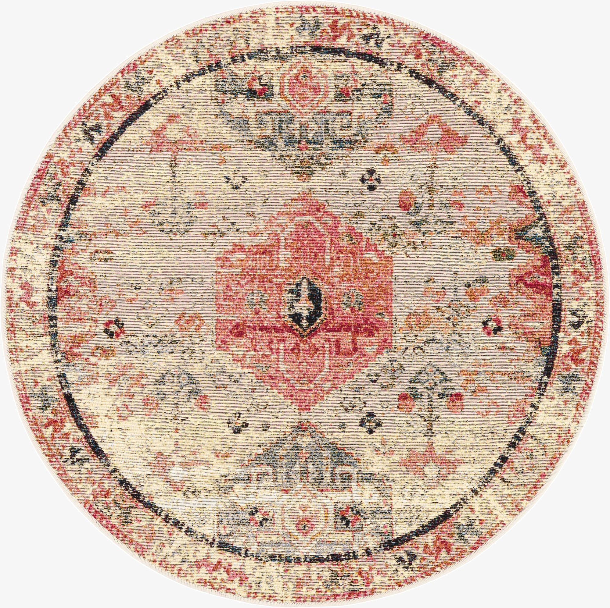  4' x 4'  Washable Traditional Indoor / Outdoor Round Rug