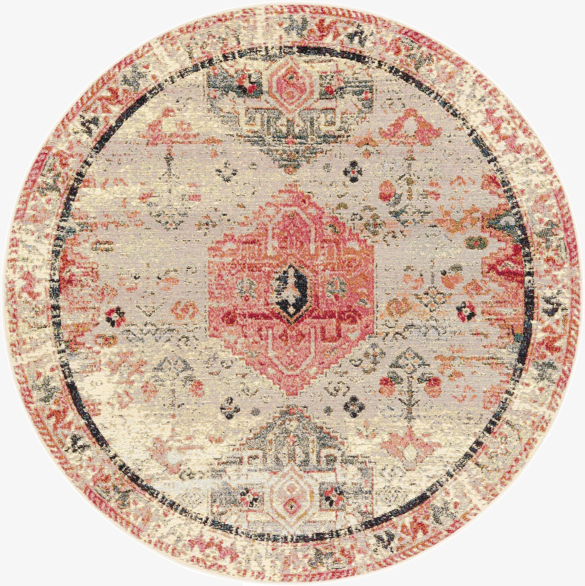  5' x 5'  Washable Traditional Indoor / Outdoor Round Rug