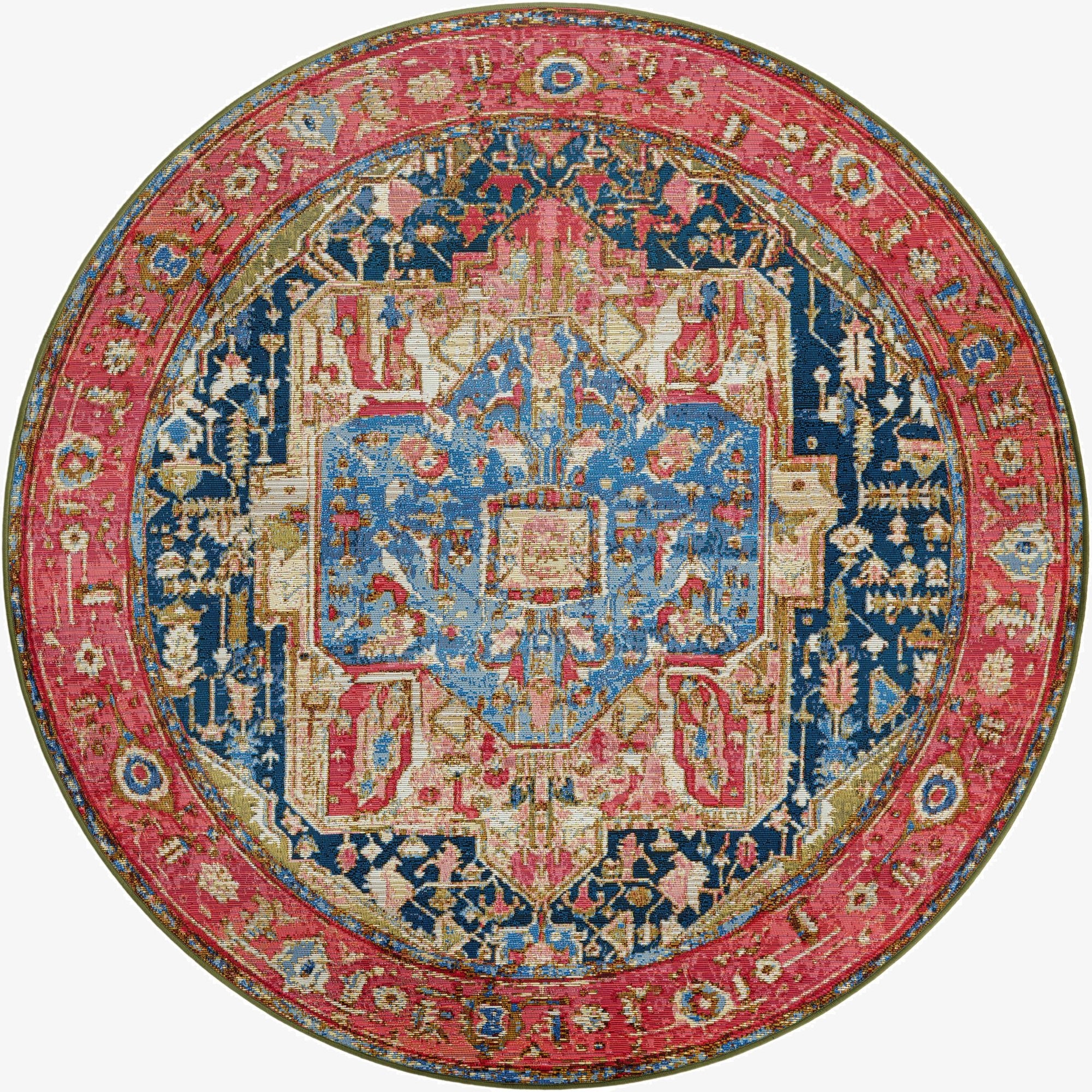  5' x 5'  Washable Traditional Indoor / Outdoor Round Rug