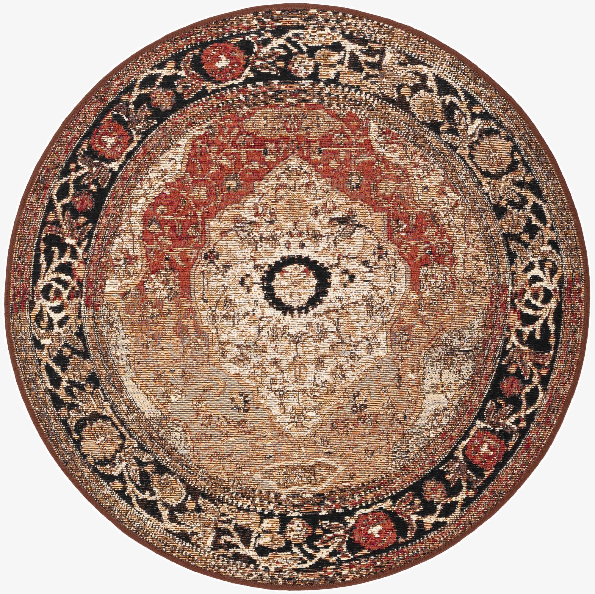  3' x 3'  Washable Traditional Indoor / Outdoor Round Rug