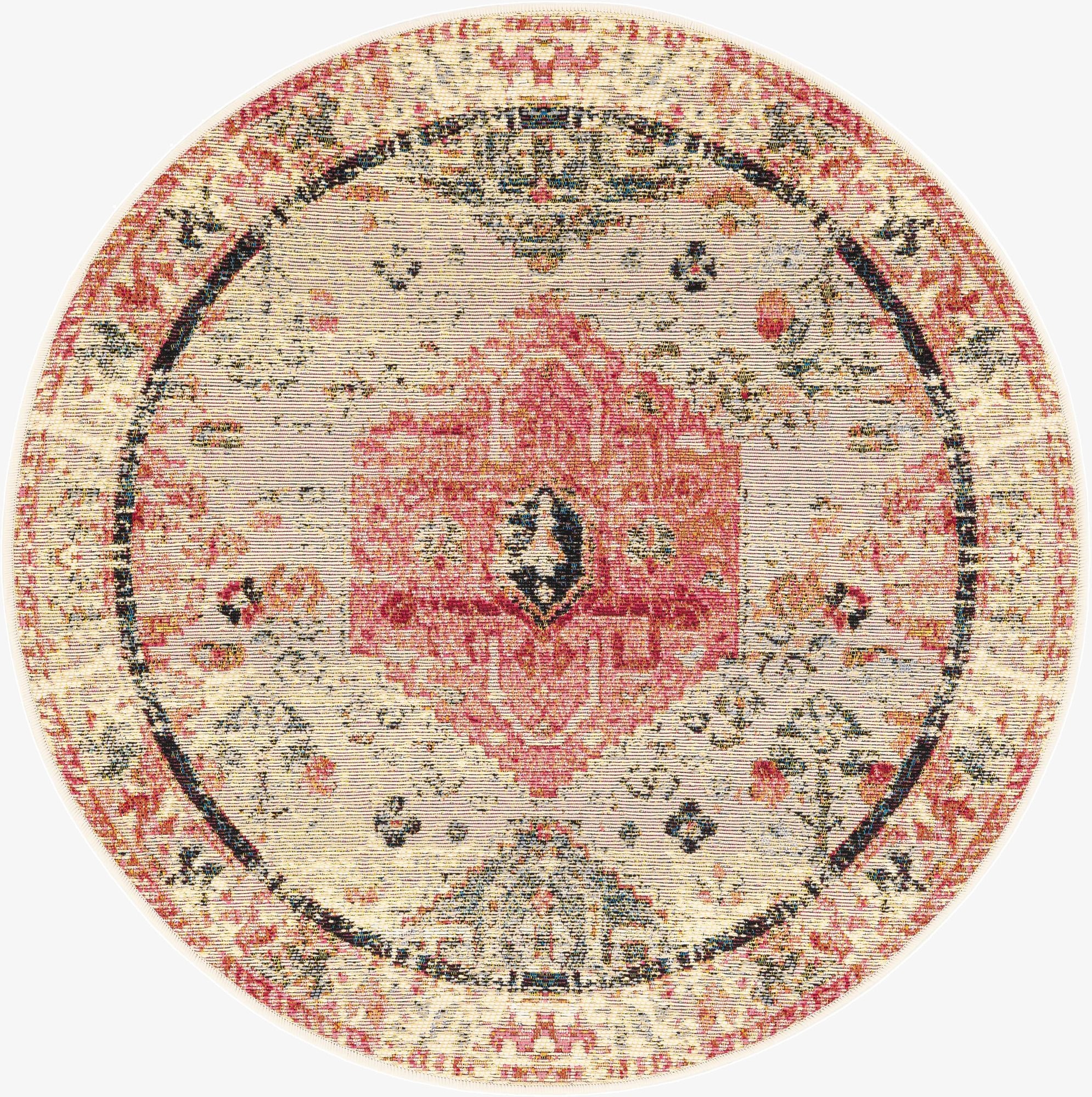  3' x 3'  Washable Traditional Indoor / Outdoor Round Rug