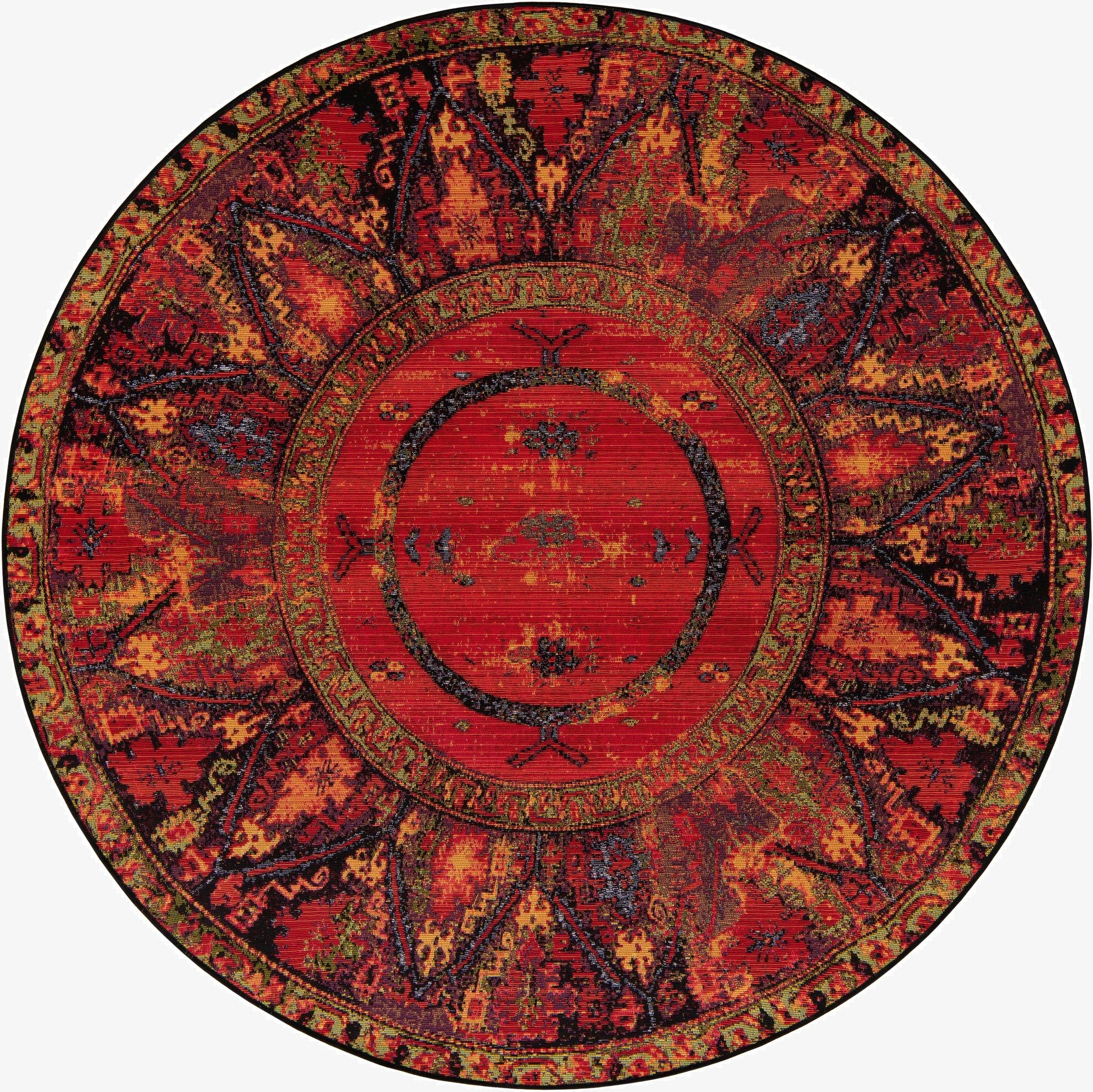  6' x 6'  Washable Tribal Indoor / Outdoor Round Rug