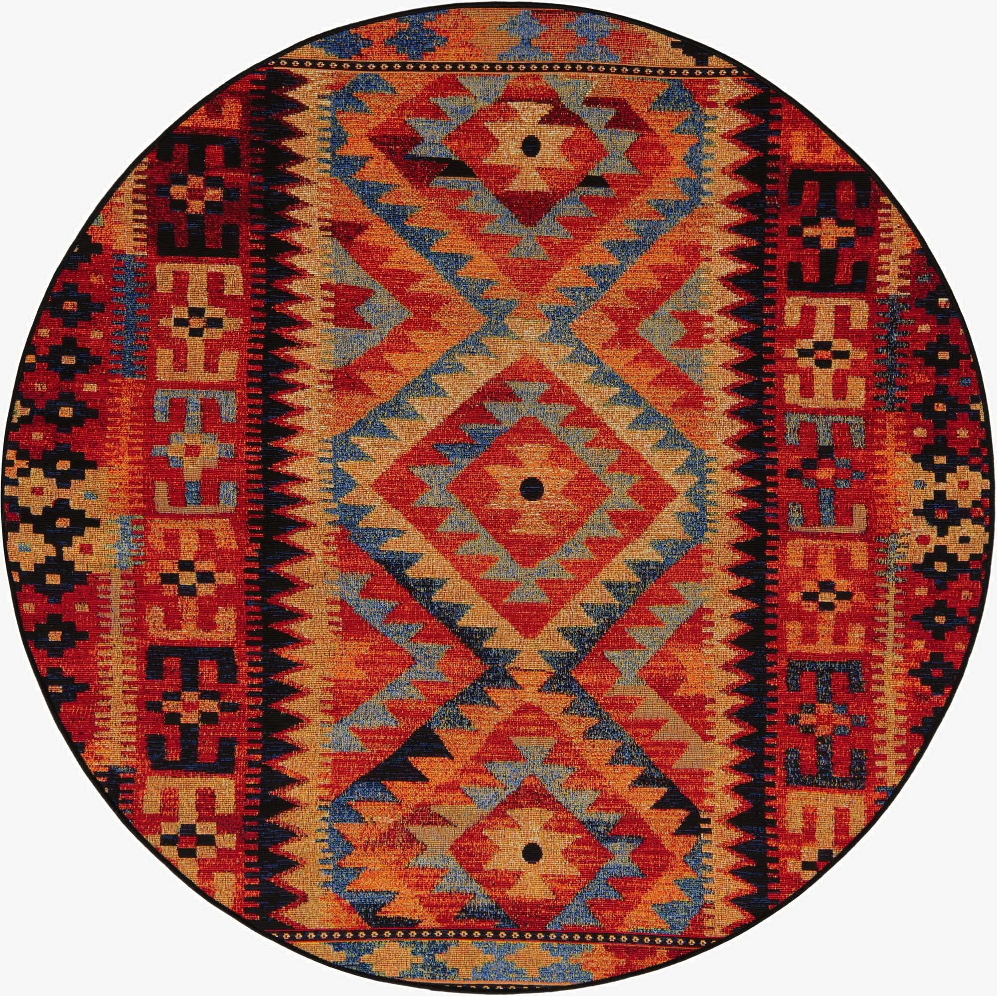  5' x 5'  Washable Tribal Indoor / Outdoor Round Rug