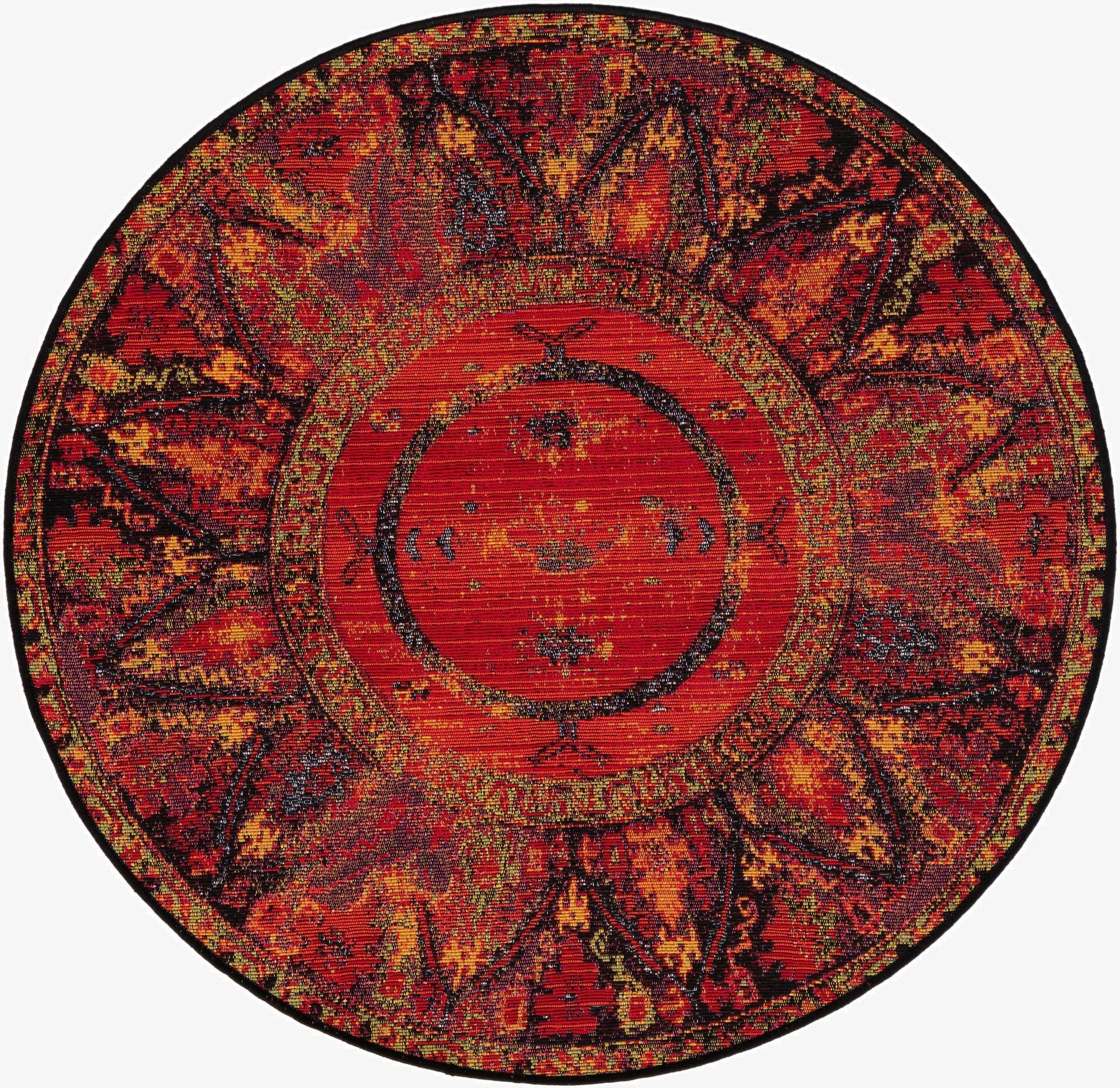  3' x 3'  Washable Tribal Indoor / Outdoor Round Rug
