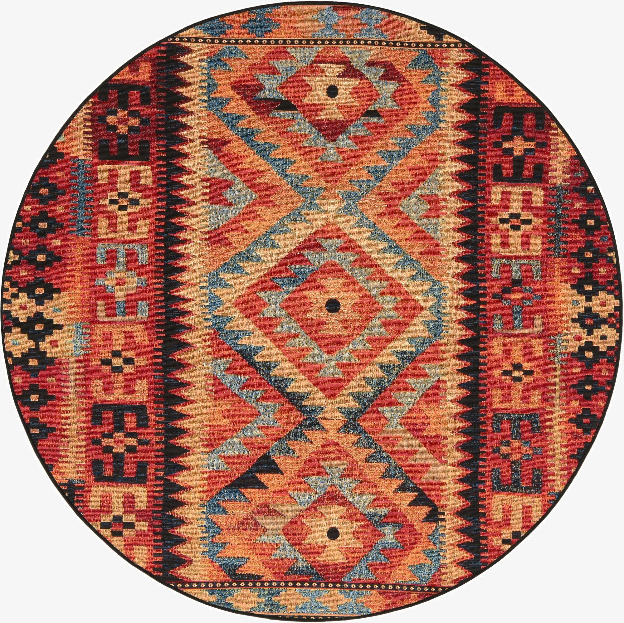  6' x 6'  Washable Tribal Indoor / Outdoor Round Rug