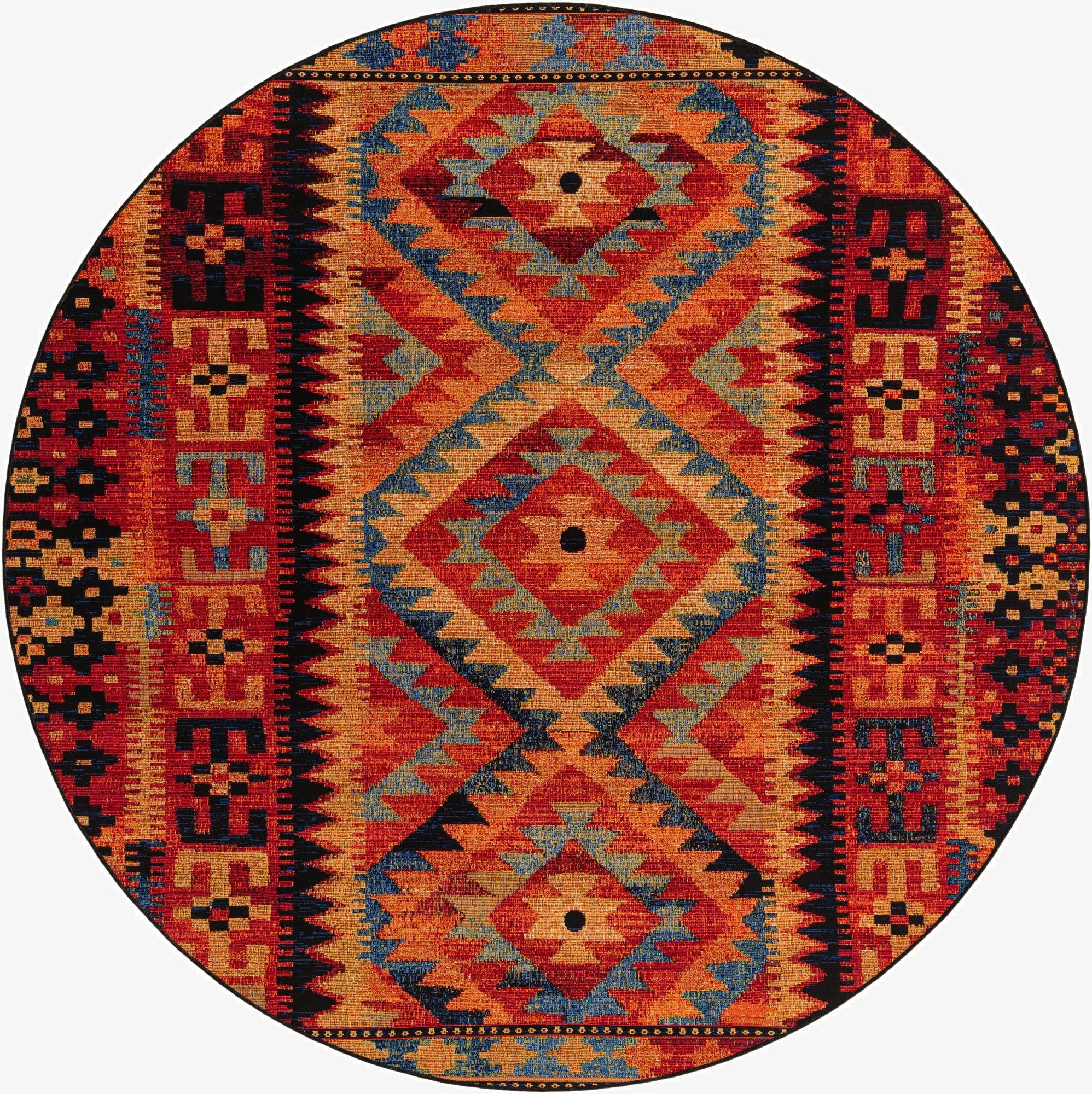  7' x 7'  Washable Tribal Indoor / Outdoor Round Rug