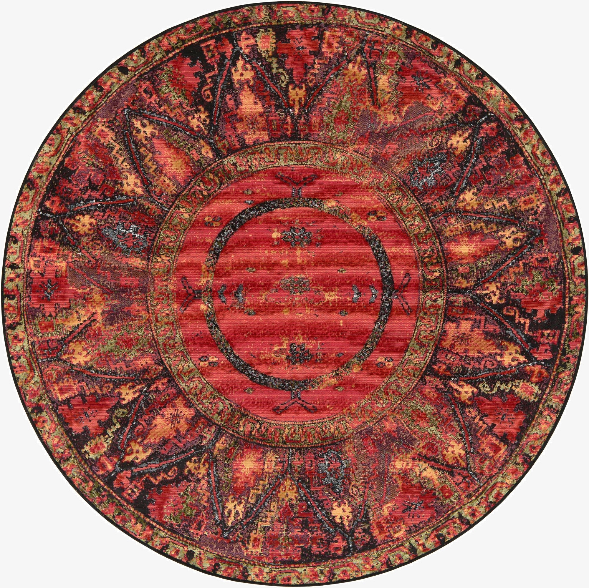  5' x 5'  Washable Tribal Indoor / Outdoor Round Rug