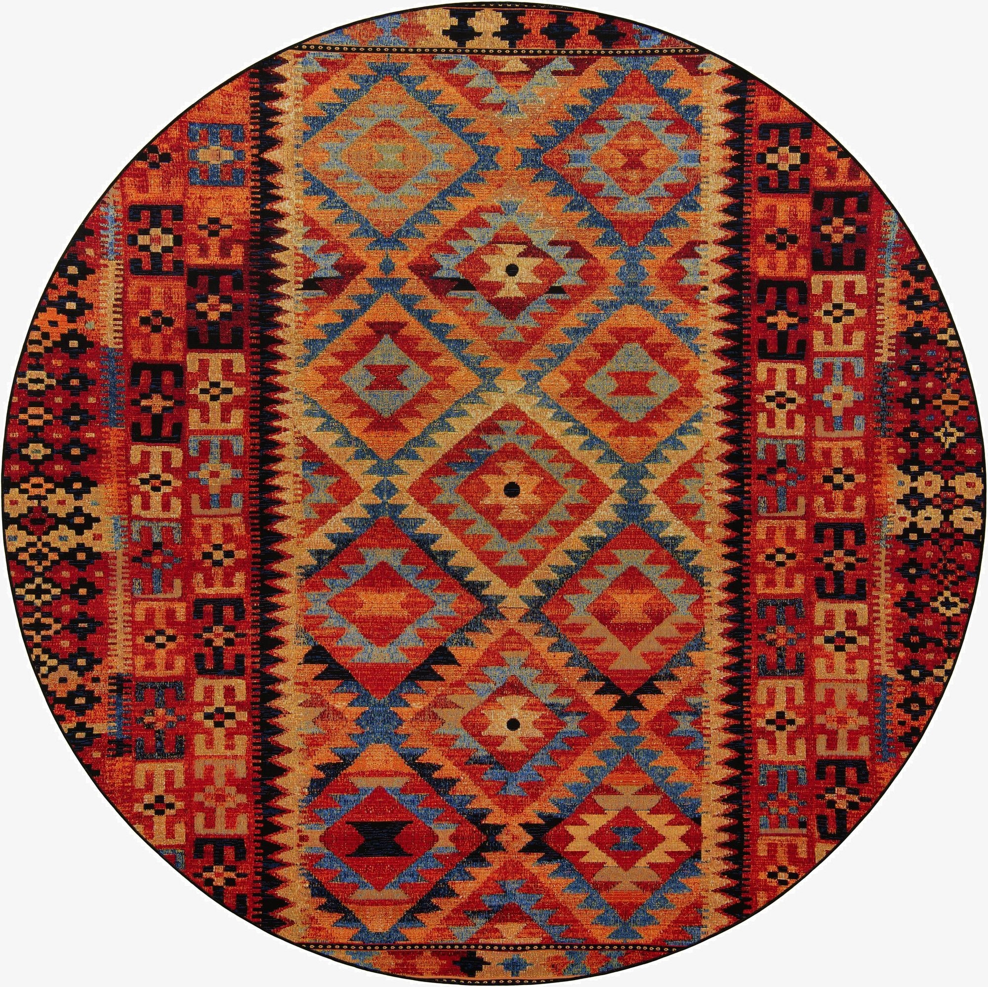  10' x 10'  Washable Tribal Indoor / Outdoor Round Rug