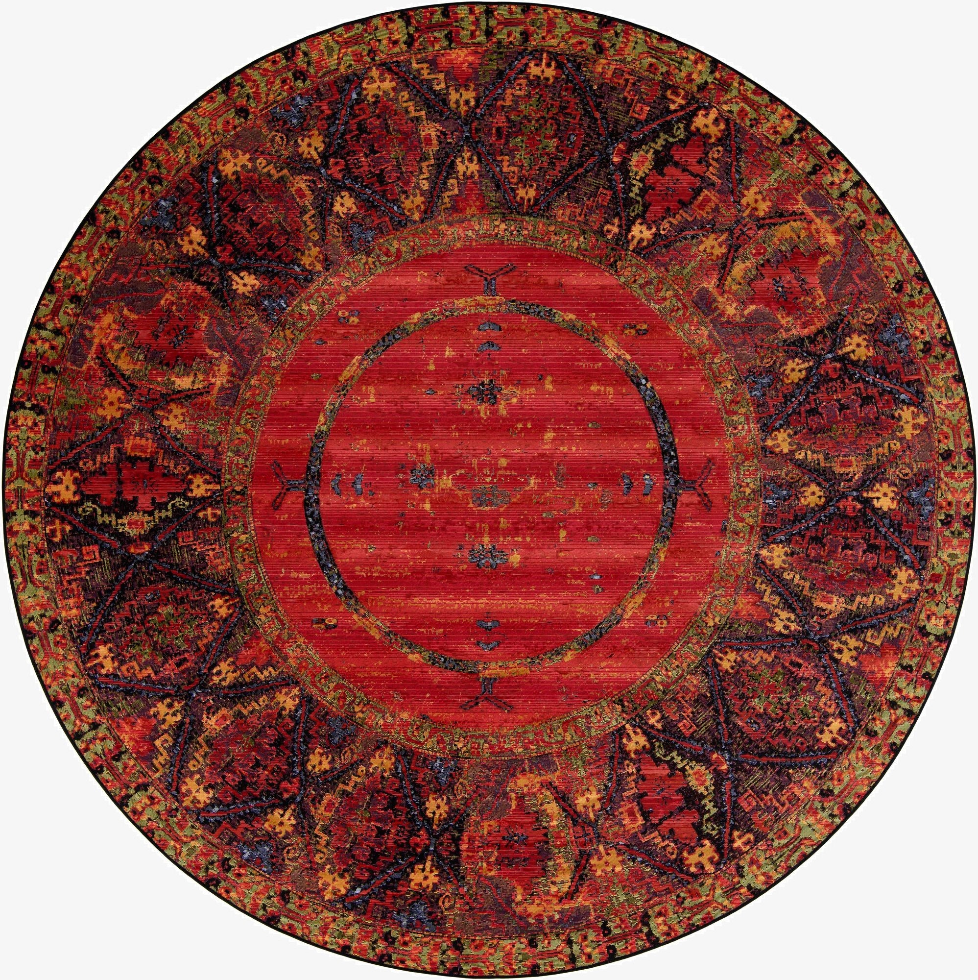  10' x 10'  Washable Tribal Indoor / Outdoor Round Rug