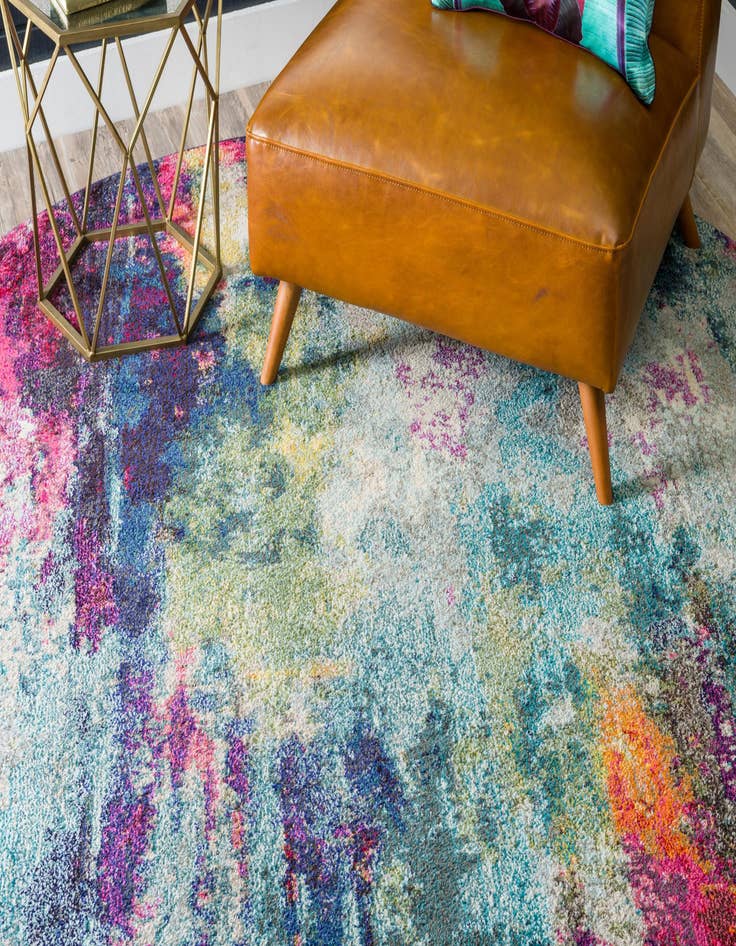Detail image of  5' 3 x 5' 3  Washable Theia Round Rug