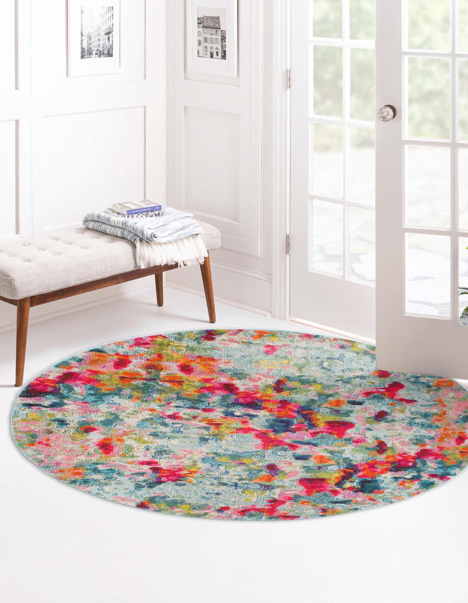 Multicolor 3' 3 x 3' 3 Theia Round Rug | Rugs.com