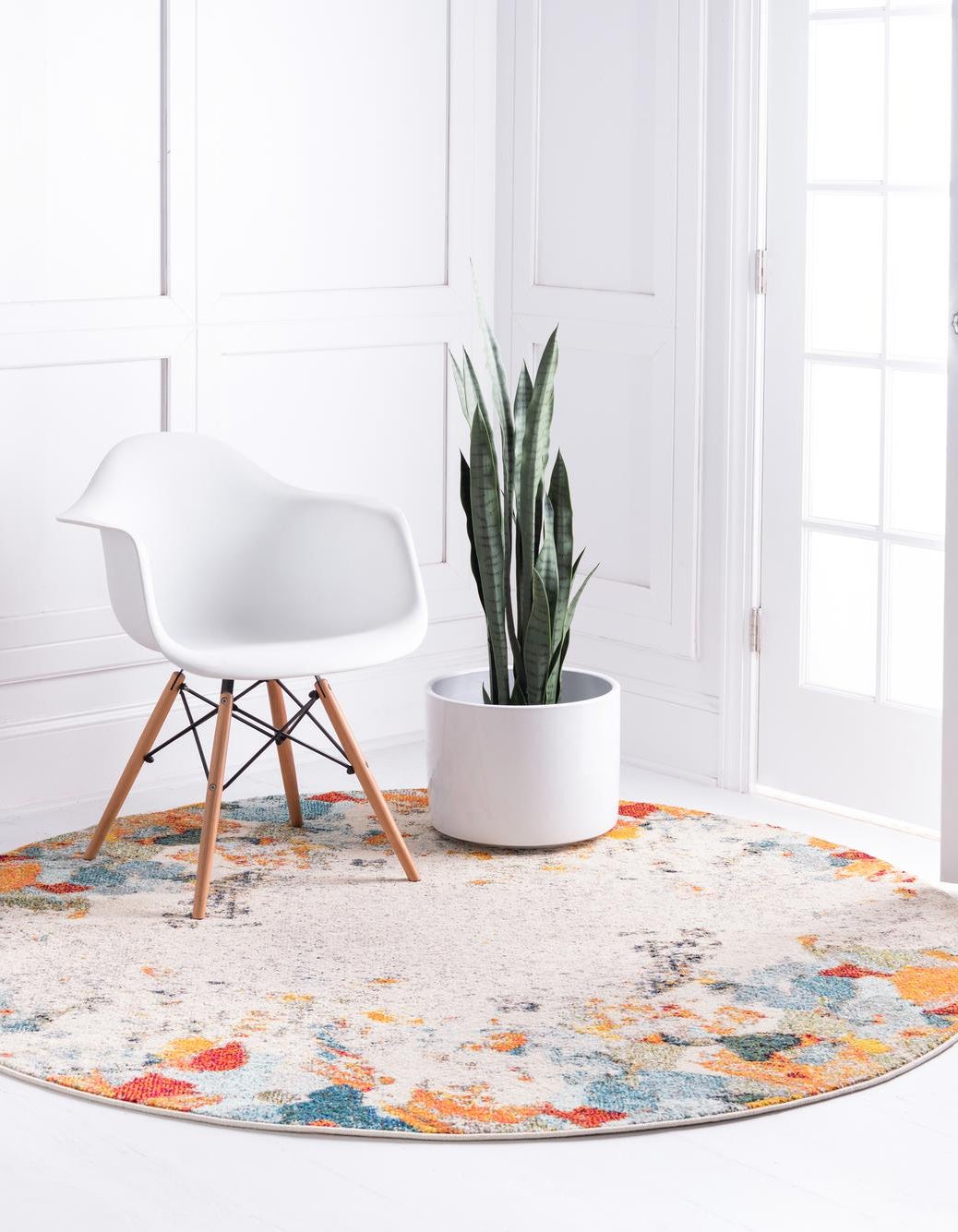 Multicolor 8' x 8' Theia Round Rug | Rugs.com