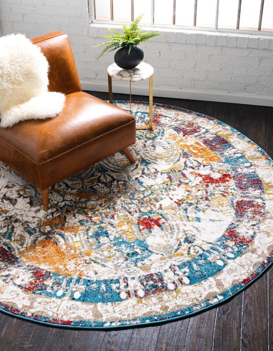 Multicolor 8' x 8' Hand Braided Chindi Round Rug | Rugs.com