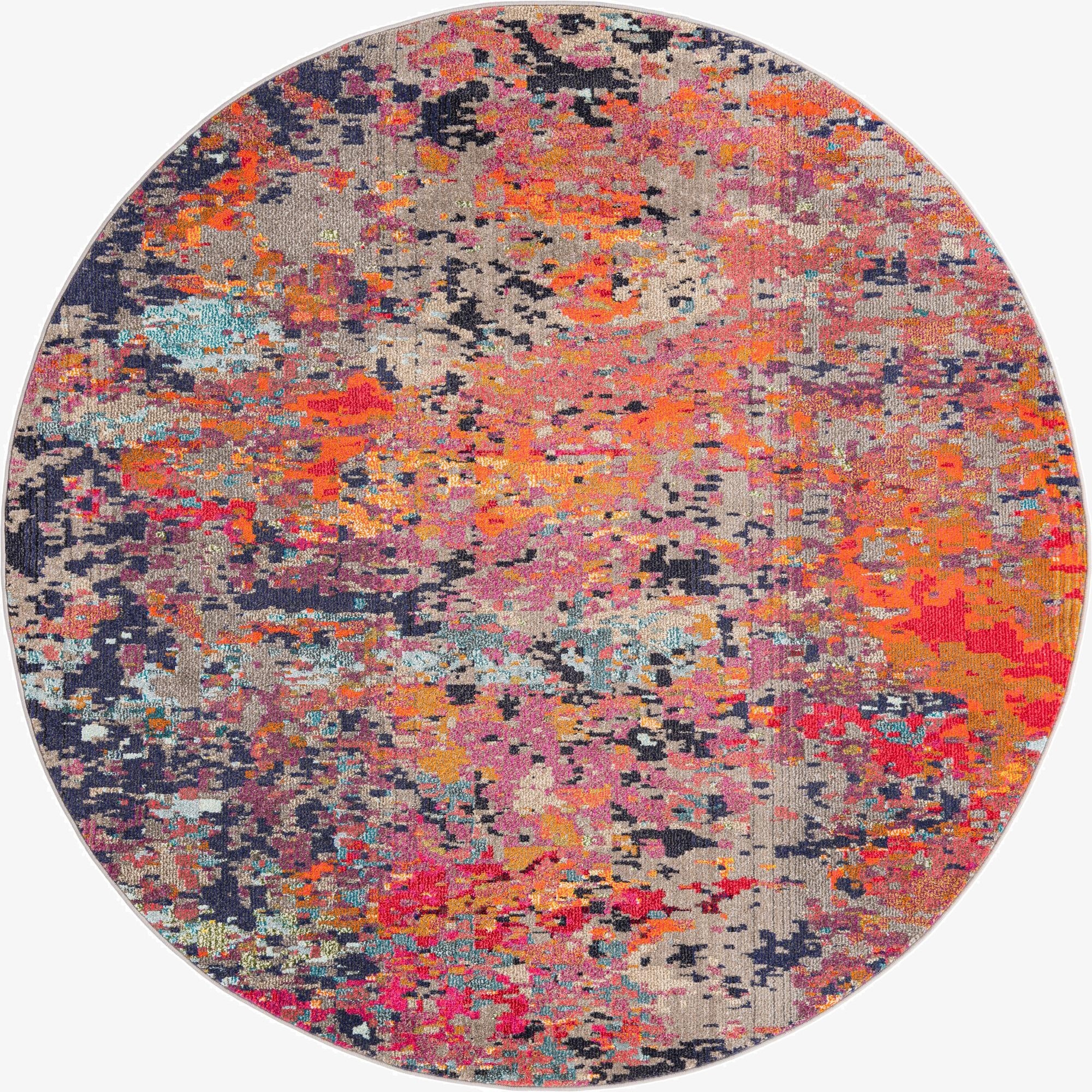  7' x 7'  Washable Vivid Round Rug