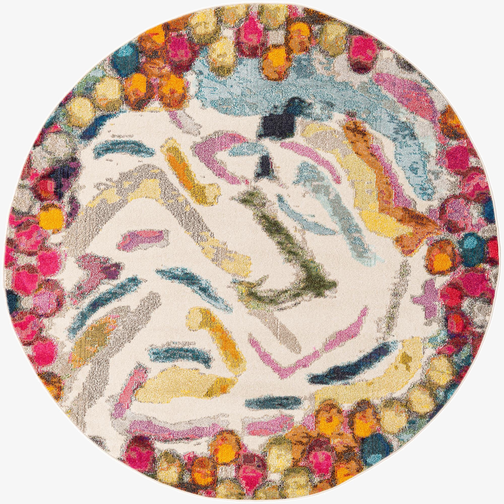  7' x 7'  Washable Vivid Round Rug