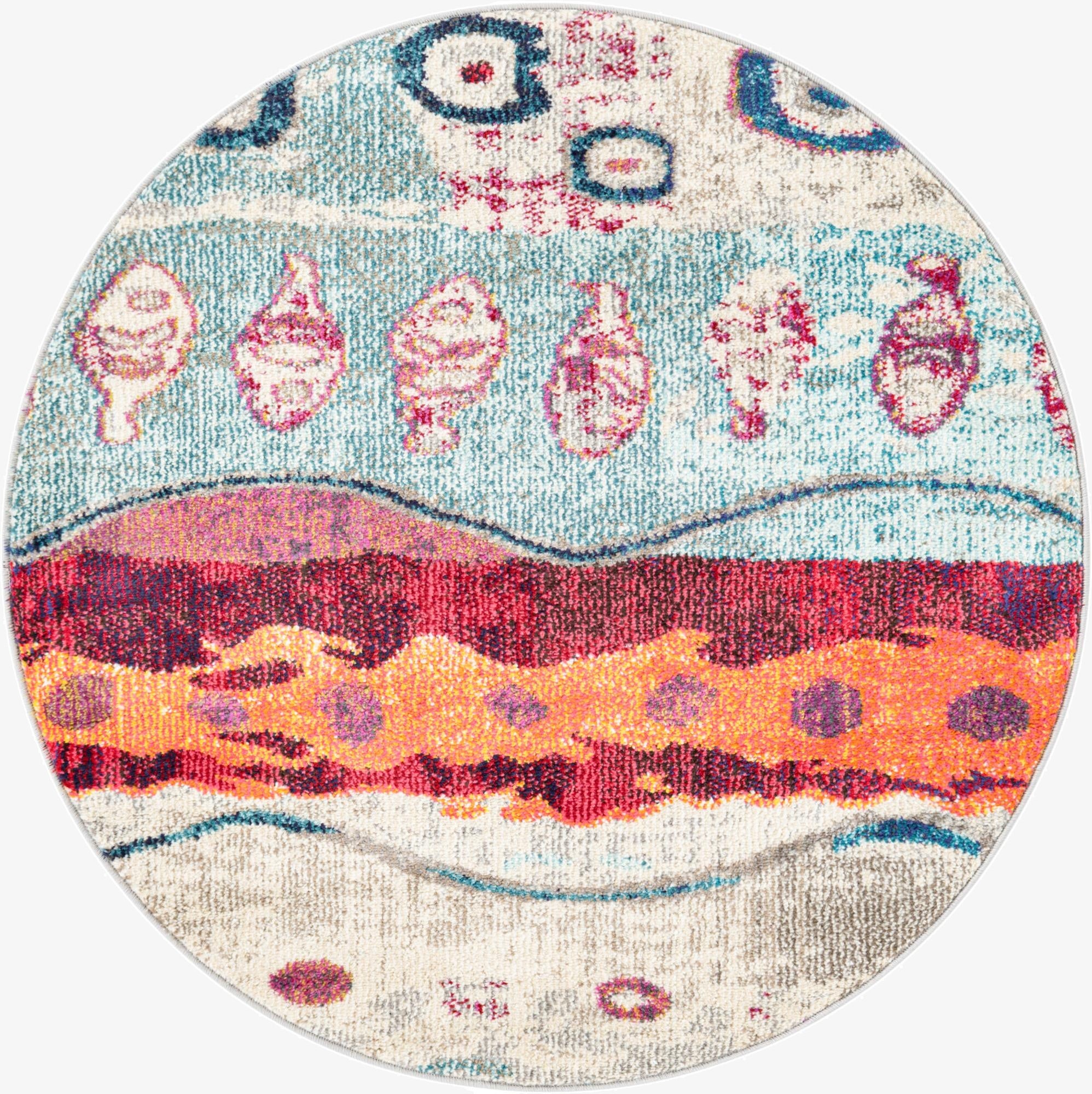  3' 3 x 3' 3  Washable Vivid Round Rug