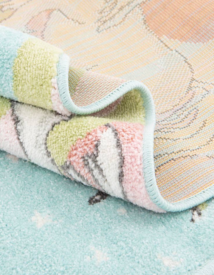 Detail image of  3' 3 x 3' 3 Unicorn Whimsy Kids Round Rug