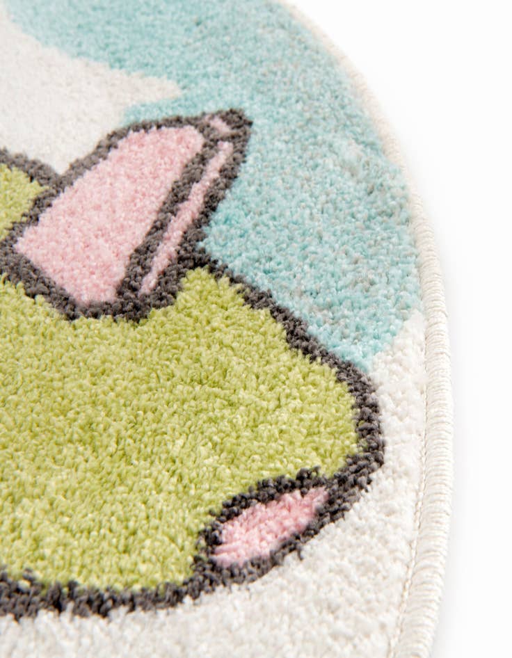 Detail image of  5' 3 x 5' 3 Airplanes Whimsy Kids Round Rug