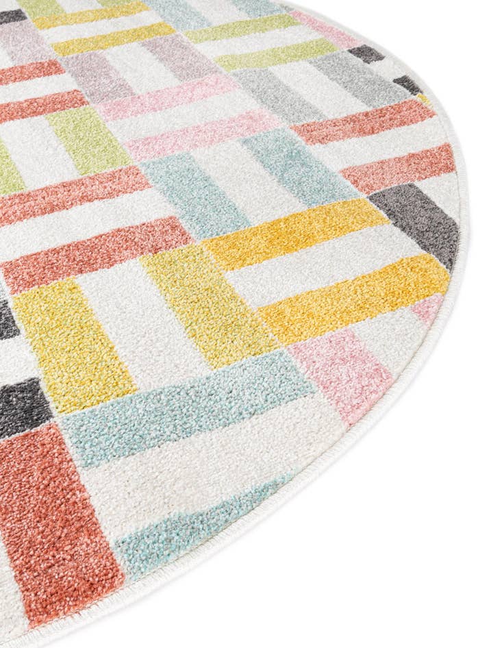 Detail image of  7' 10 x 7' 10 Checkered Whimsy Kids Round Rug