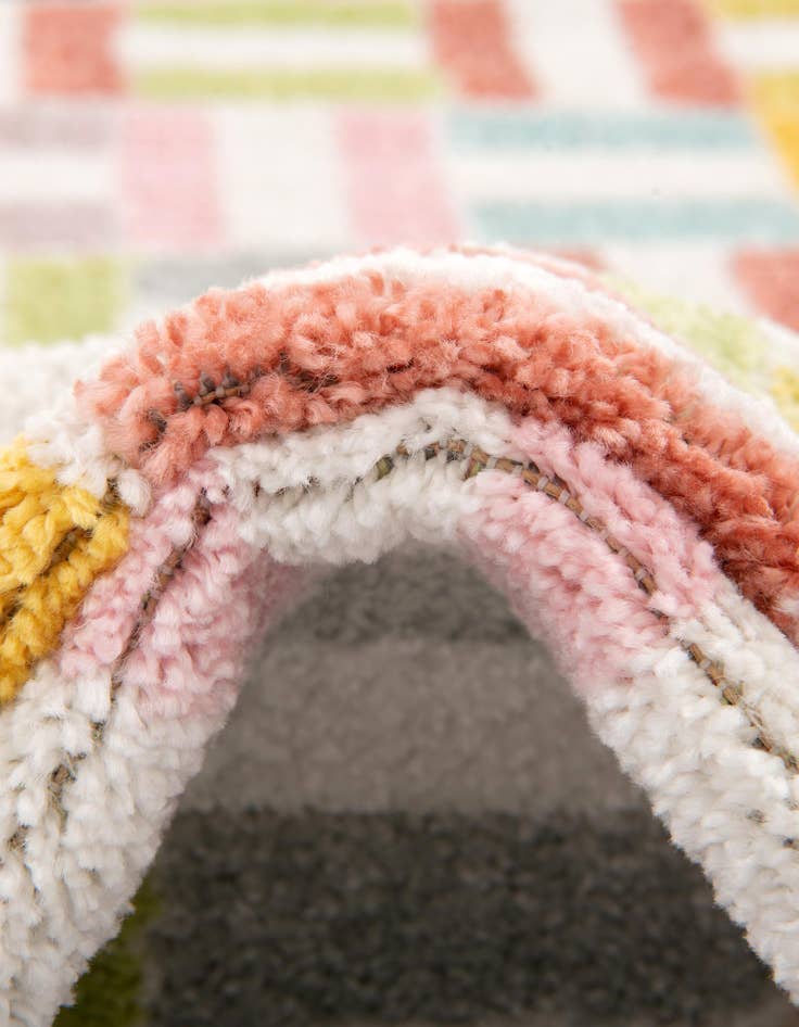 Detail image of  7' 10 x 7' 10 Checkered Whimsy Kids Round Rug