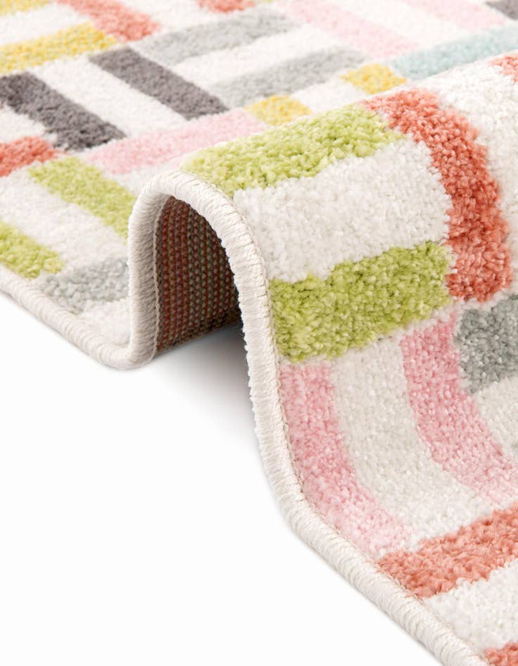 Detail image of  7' 10 x 7' 10 Checkered Whimsy Kids Round Rug