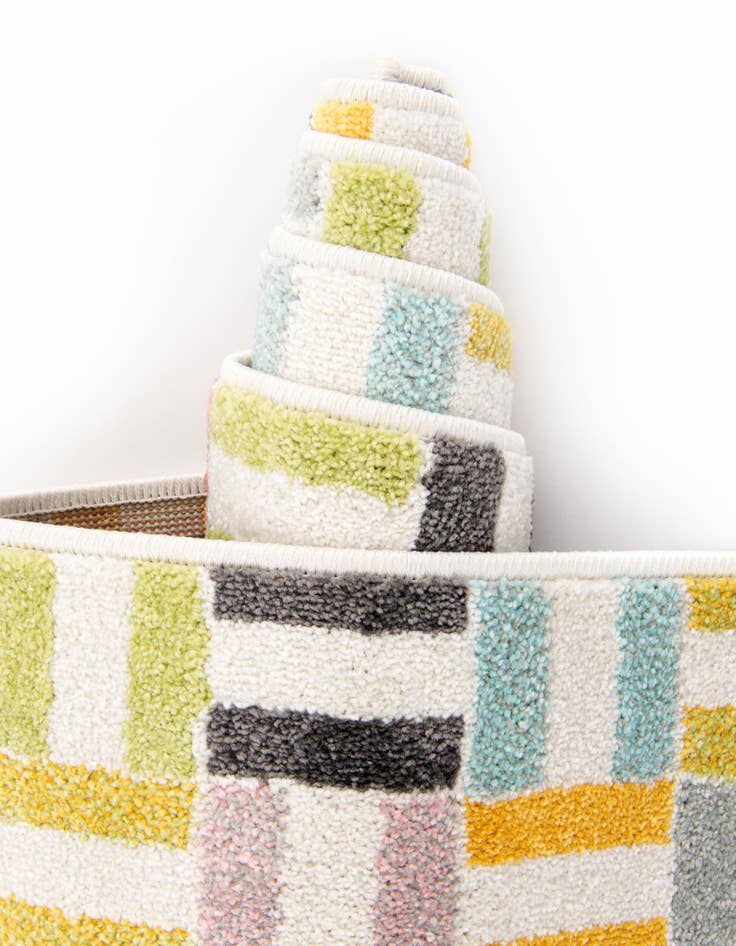 Detail image of  7' 10 x 7' 10 Checkered Whimsy Kids Round Rug