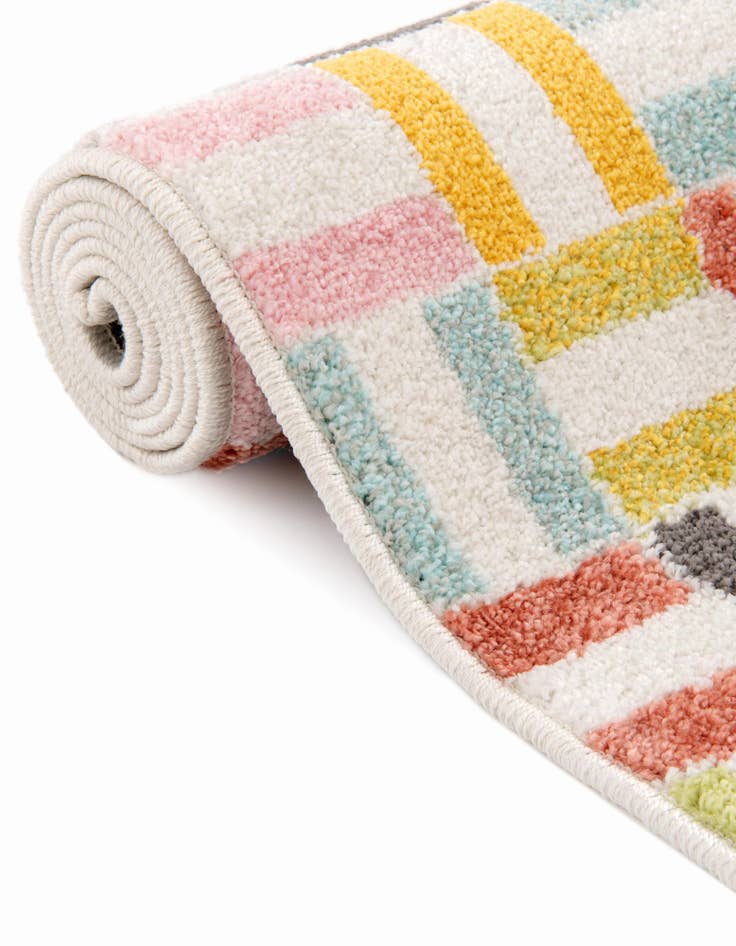 Detail image of  7' 10 x 7' 10 Checkered Whimsy Kids Round Rug