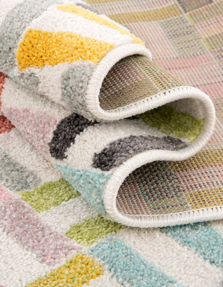 Detail image of  7' 10 x 7' 10 Checkered Whimsy Kids Round Rug