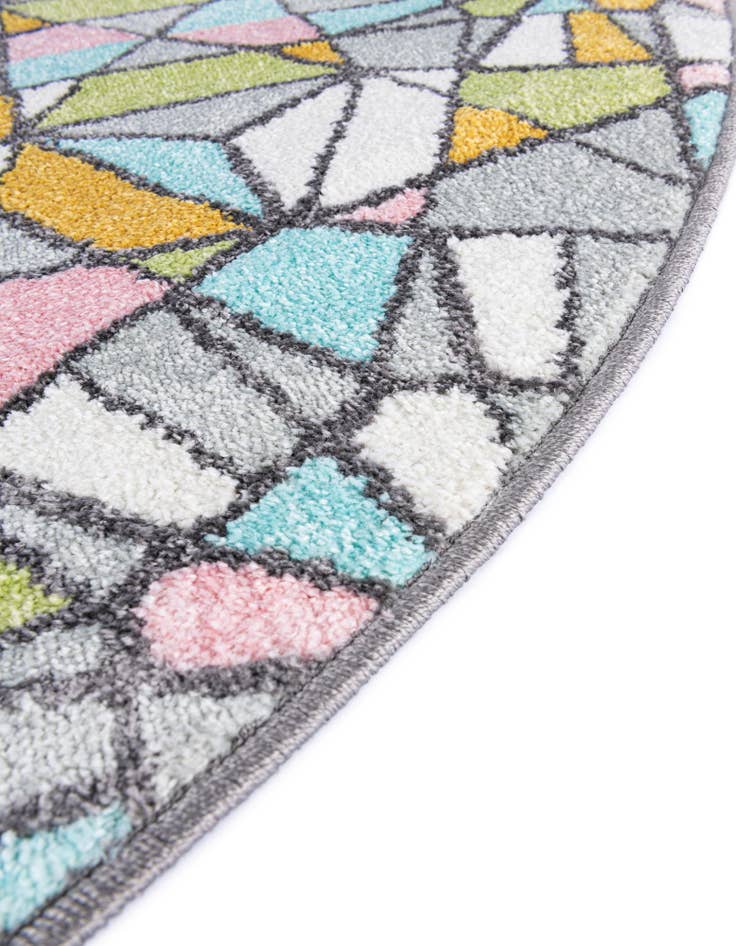 Detail image of  3' 3 x 3' 3 Stained Glass Whimsy Kids Round Rug