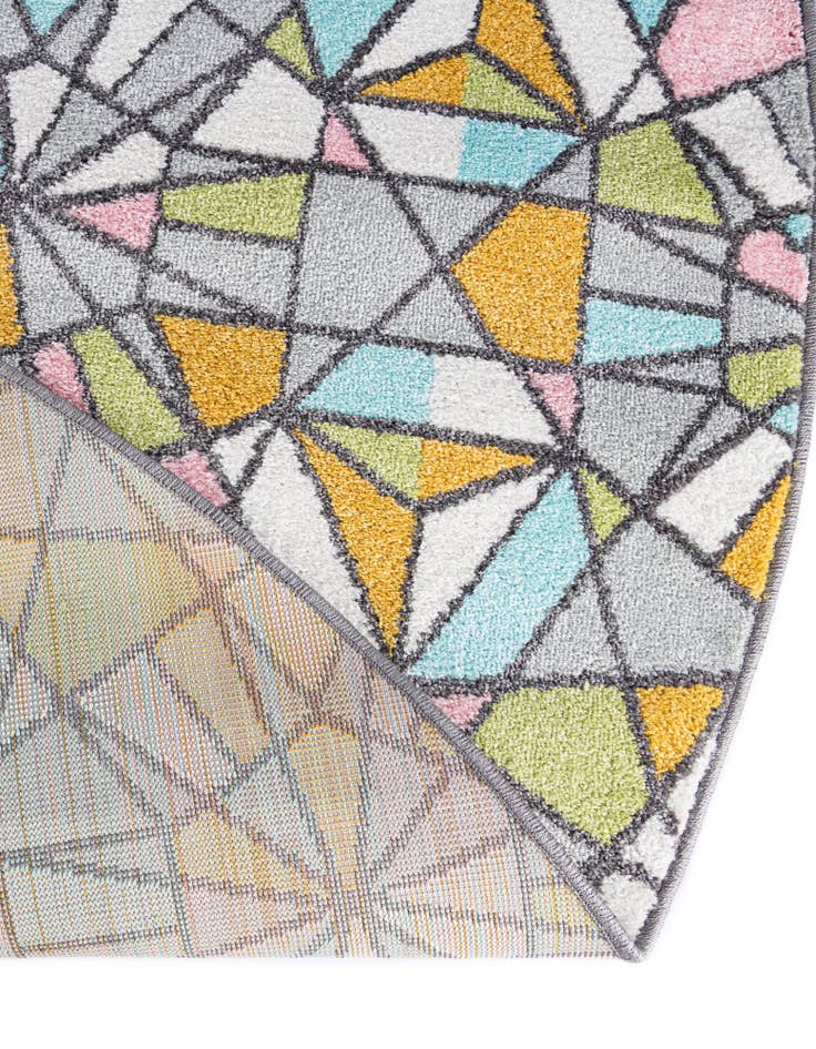 Detail image of  3' 3 x 3' 3 Stained Glass Whimsy Kids Round Rug