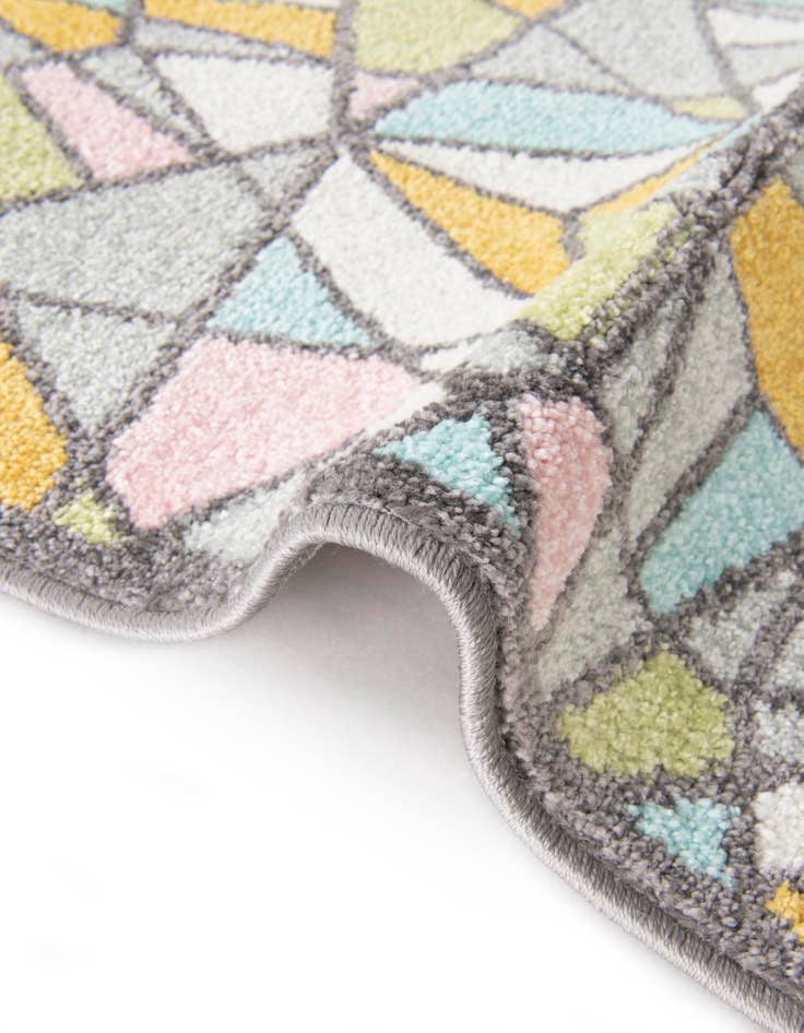 Detail image of  3' 3 x 3' 3 Stained Glass Whimsy Kids Round Rug