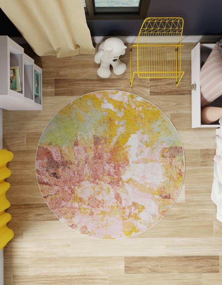 Detail image of  6' 1 x 6' 1 Abstract Whimsy Kids Round Rug