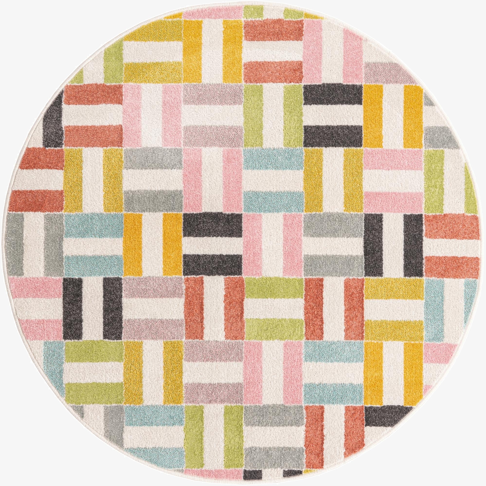 Primary image  5' 3 x 5' 3 Checkered Whimsy Kids Round Rug