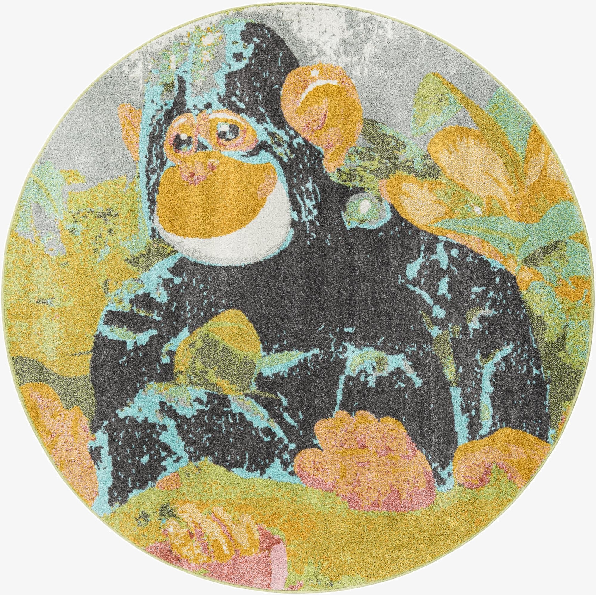  6' 1 x 6' 1 Gorilla Whimsy Kids Round Rug