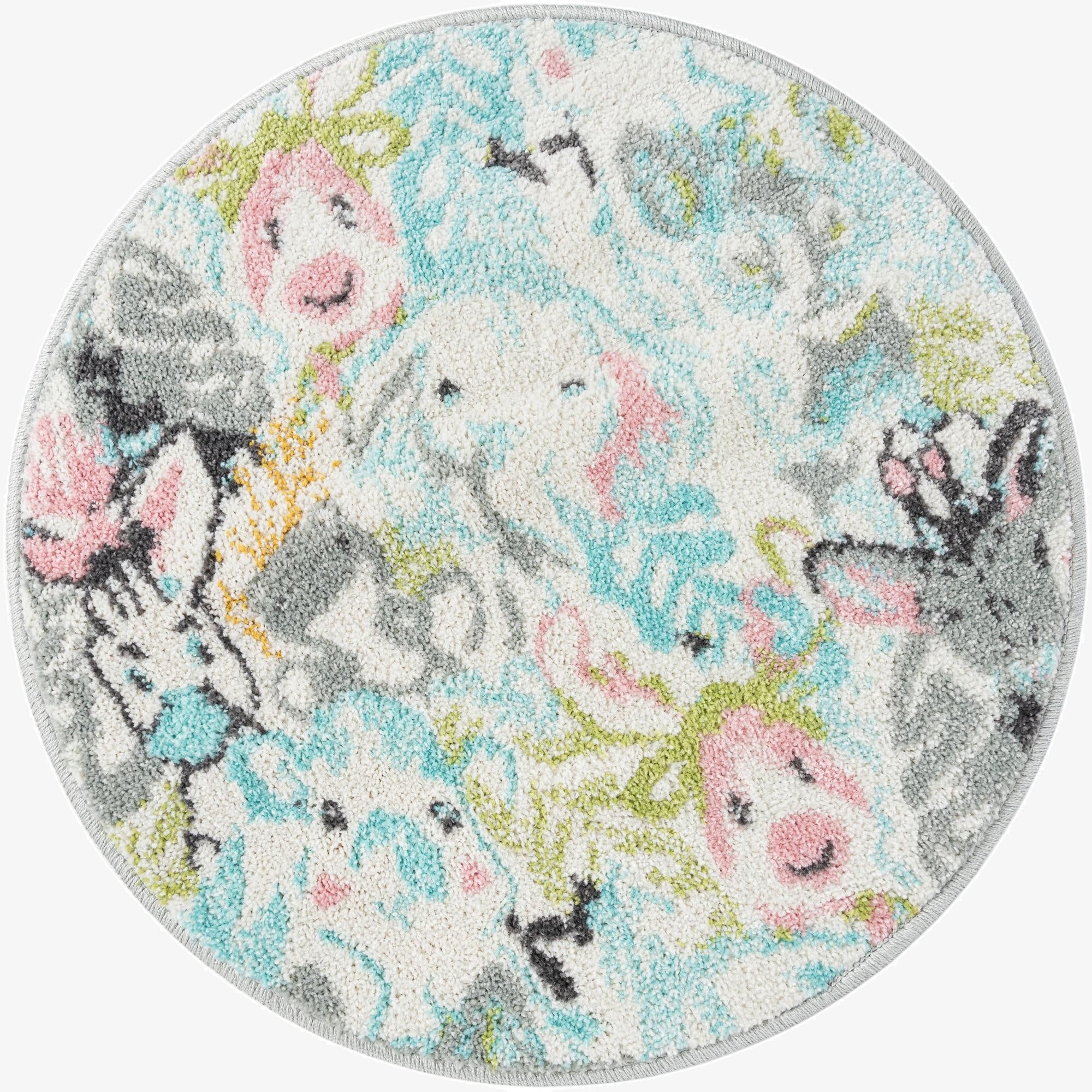  2' 2 x 2' 2 Animals Whimsy Kids Round Rug