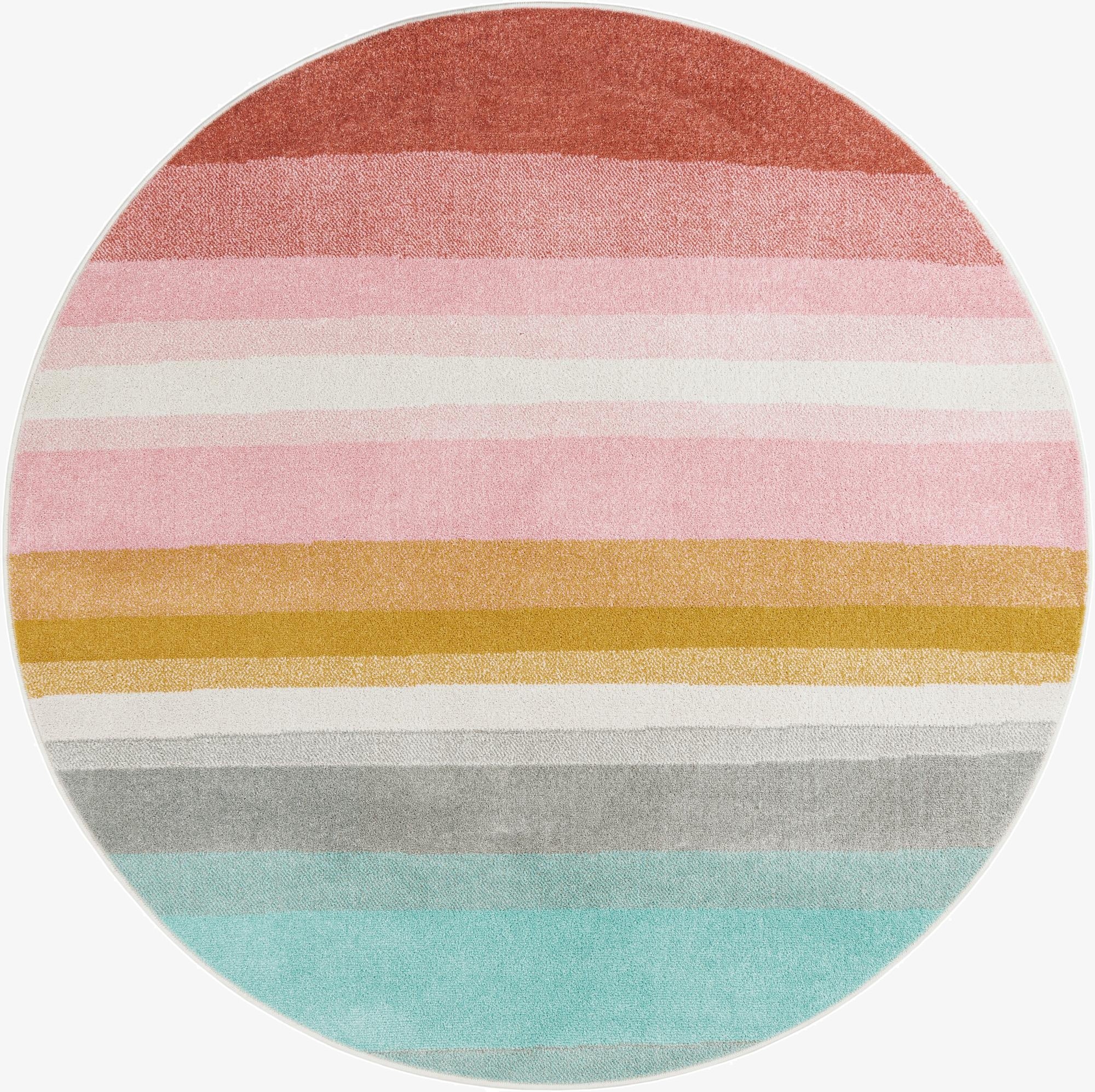 Primary image  6' 1 x 6' 1 Rainbow Stripes Whimsy Kids Round Rug