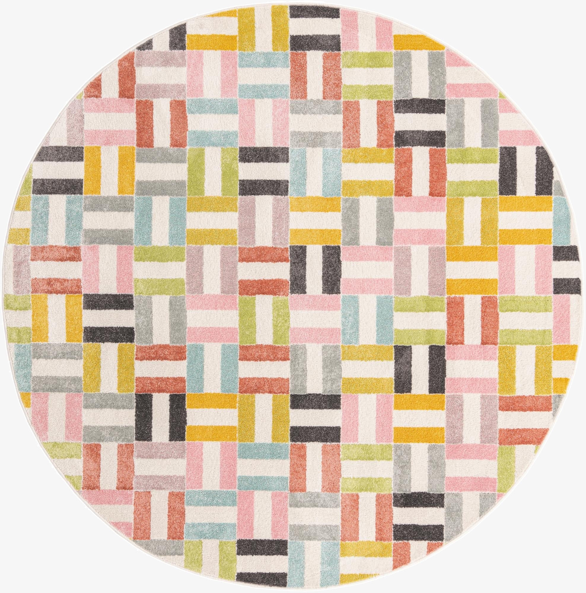  7' 10 x 7' 10 Checkered Whimsy Kids Round Rug