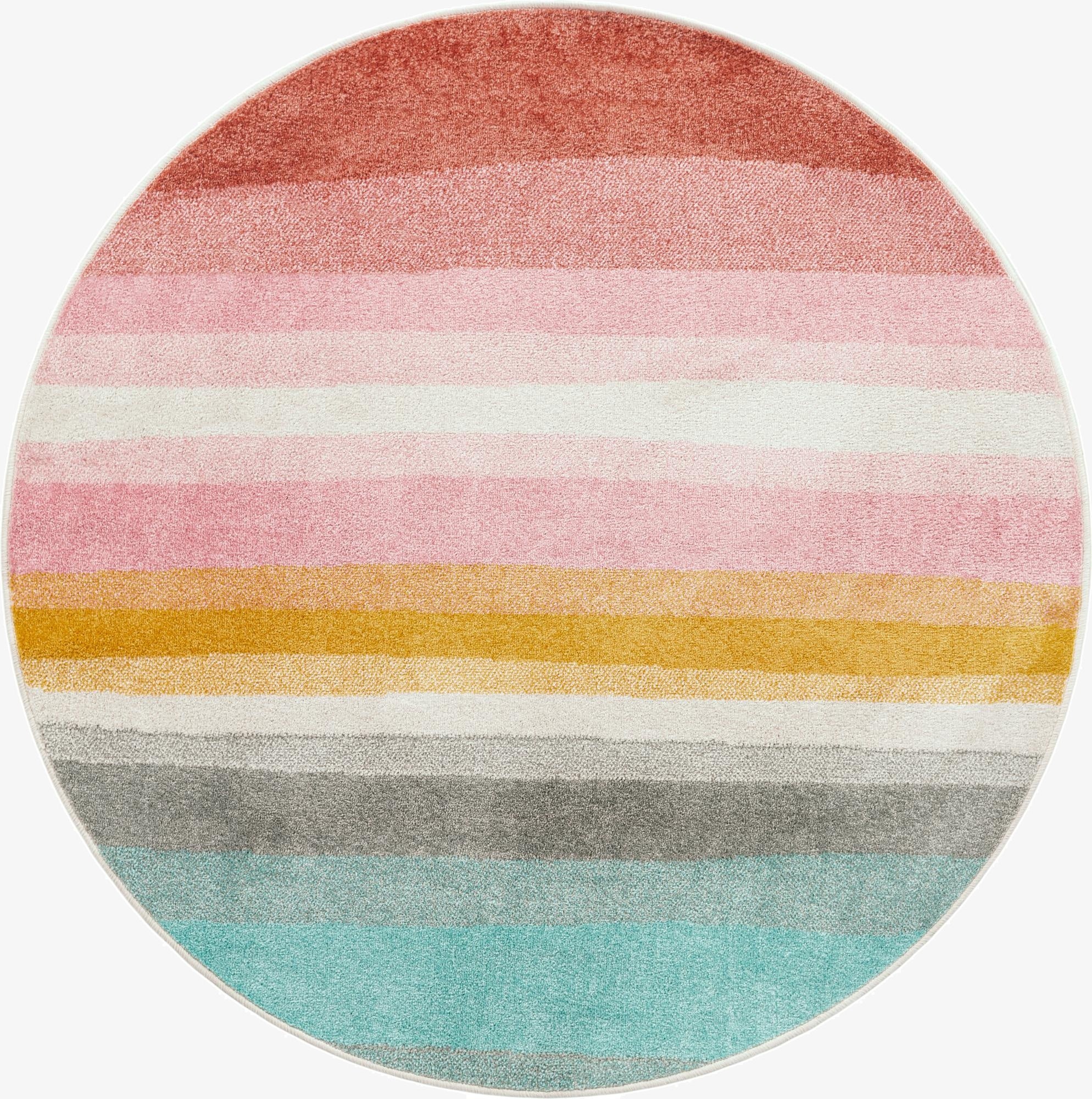 Primary image  5' 3 x 5' 3 Rainbow Stripes Whimsy Kids Round Rug