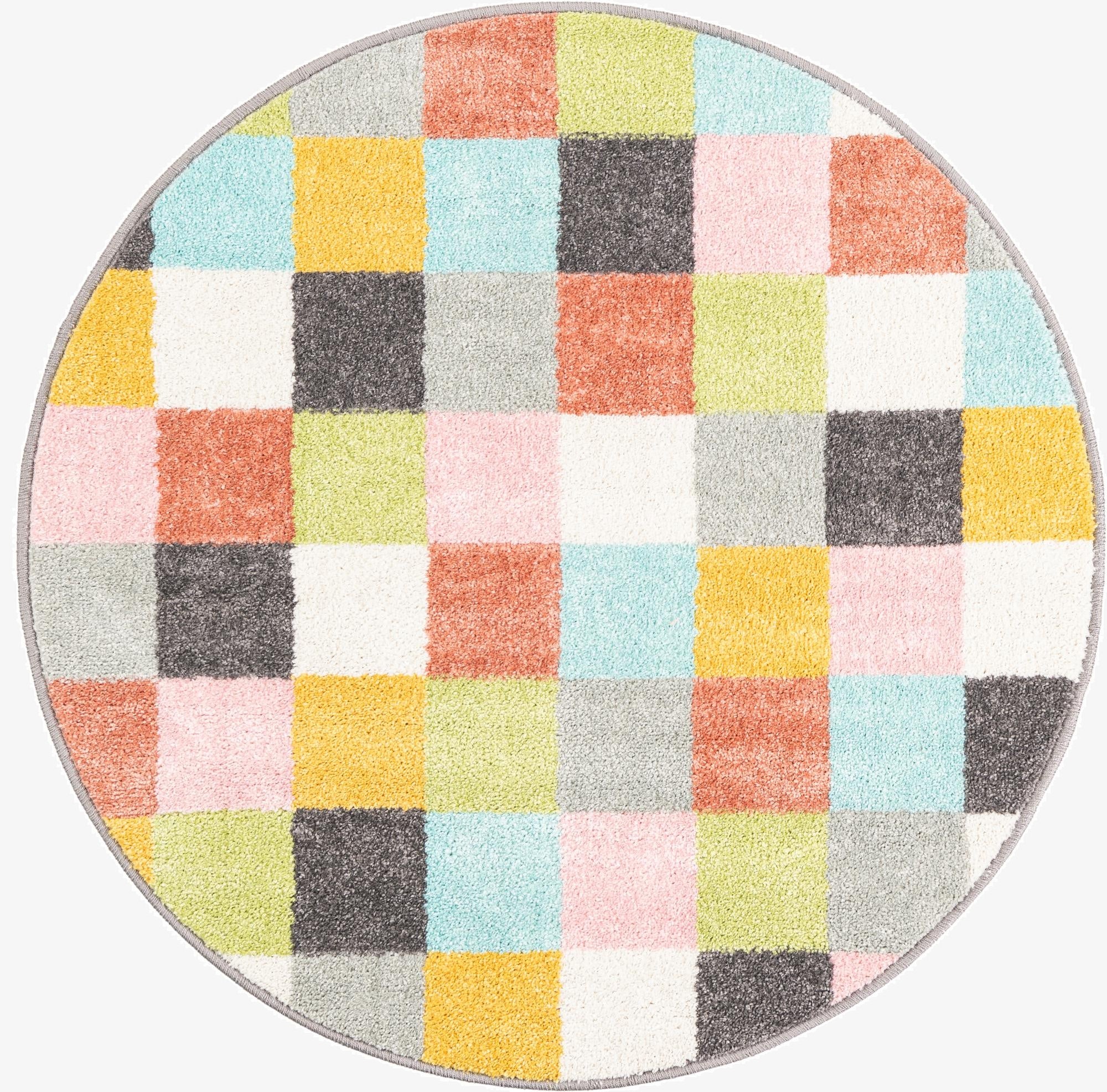 3' 3 x 3' 3 Checkered Whimsy Kids Round Rug